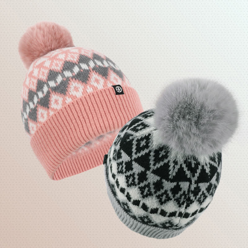 3Pcs Unisex Comfort Diamond Pattern Knitted Hat Scarf Gloves Set - Image 6