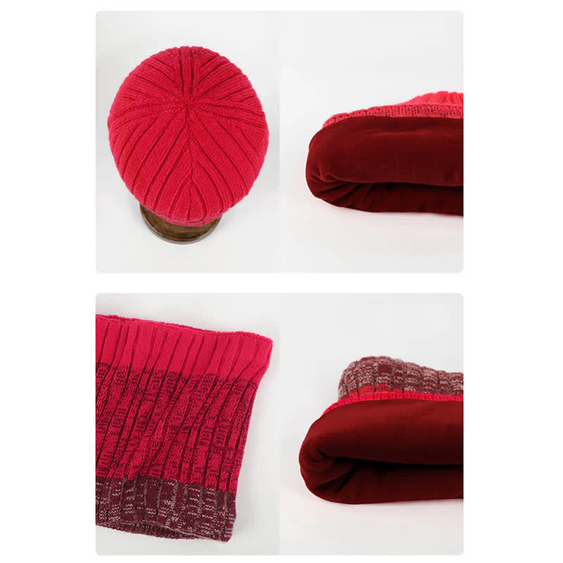 3Pcs Unisex Gradient Color Matching Hat Neck Warmer Gloves Set - Image 14
