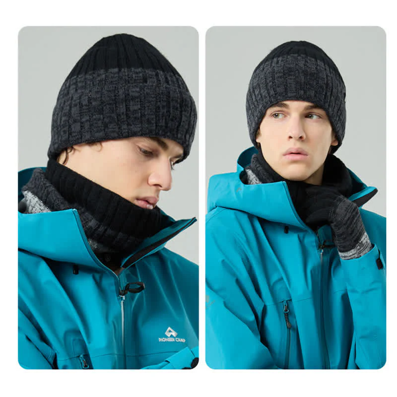 3Pcs Unisex Gradient Color Matching Hat Neck Warmer Gloves Set - Image 22