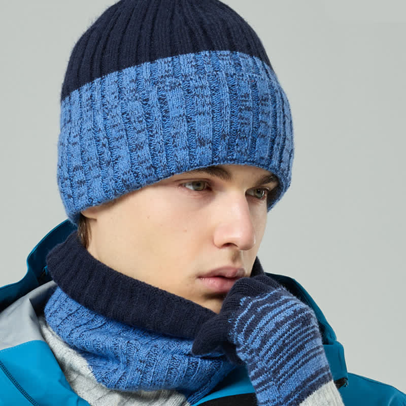 3Pcs Unisex Gradient Color Matching Hat Neck Warmer Gloves Set - Image 7
