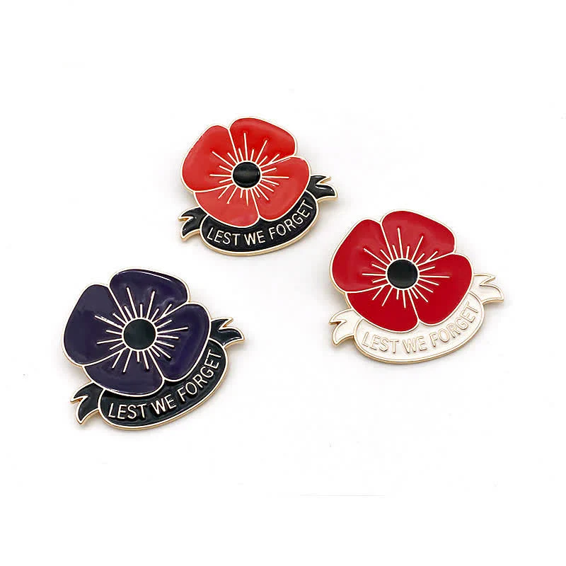 3Pcs Unisex Lest We Forget Poppy Brooch - Image 2