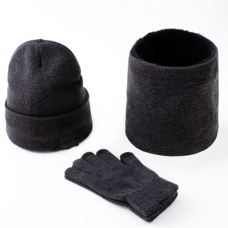 3Pcs Warm Beanie Hat Scarf Touchscreen Gloves Set - Image 13