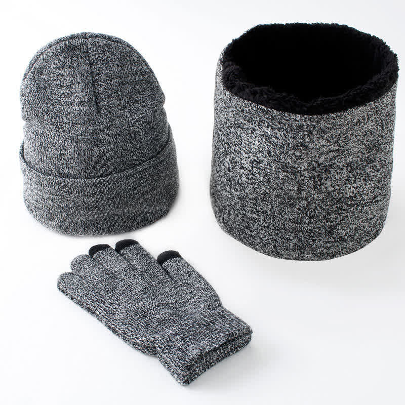 3Pcs Warm Beanie Hat Scarf Touchscreen Gloves Set - Image 15
