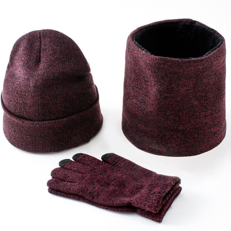 3Pcs Warm Beanie Hat Scarf Touchscreen Gloves Set - Image 16