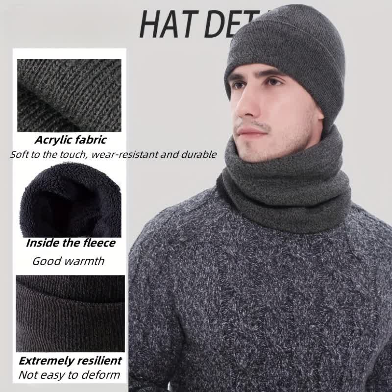 3Pcs Warm Beanie Hat Scarf Touchscreen Gloves Set - Image 4
