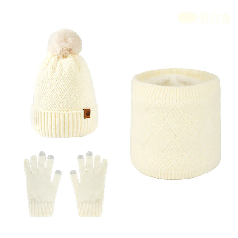 3Pcs Weaving Pattern Hat Neck Gaiter Gloves Set - Image 19