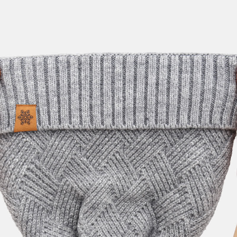 3Pcs Weaving Pattern Hat Neck Gaiter Gloves Set - Image 4