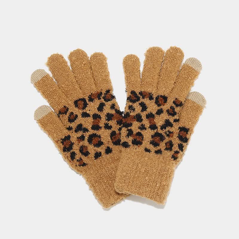 3Pcs Women's Leopard Print Hat Scarf Gloves Set - Image 15