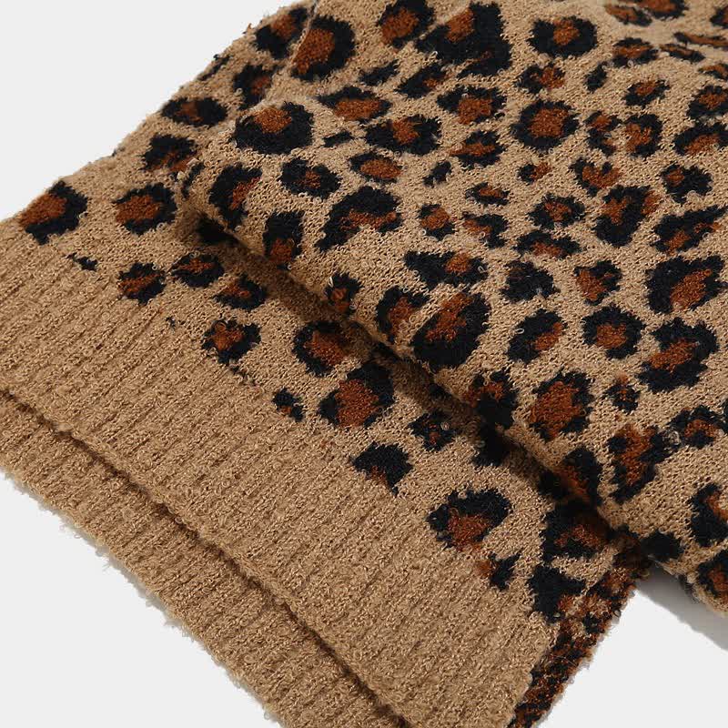 3Pcs Women's Leopard Print Hat Scarf Gloves Set - Image 5
