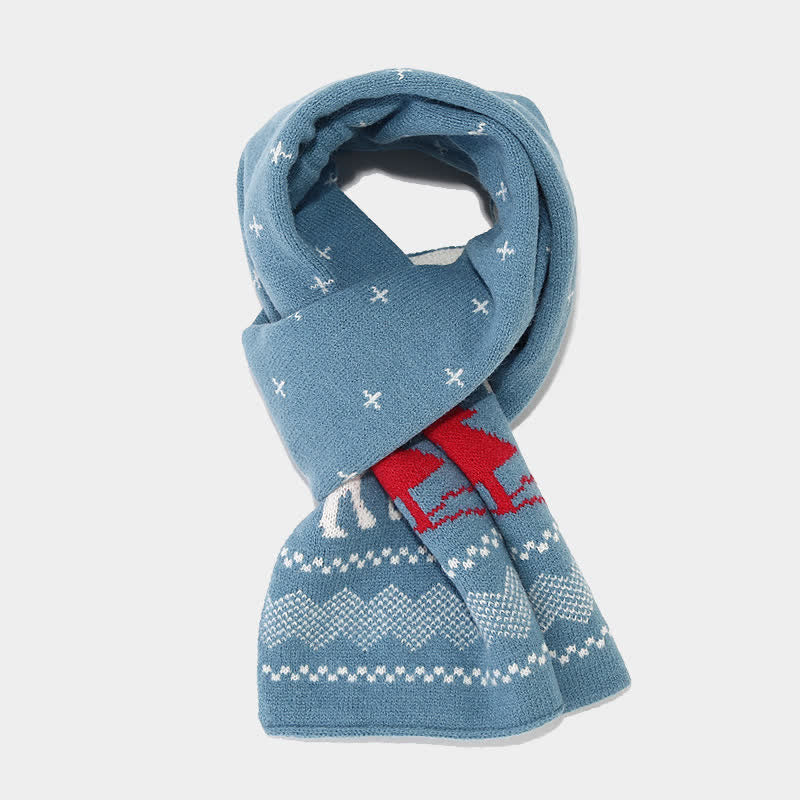 3Pcs Women's Reindeer Tree Jacquard Hat Scarf Gloves Set - Image 21