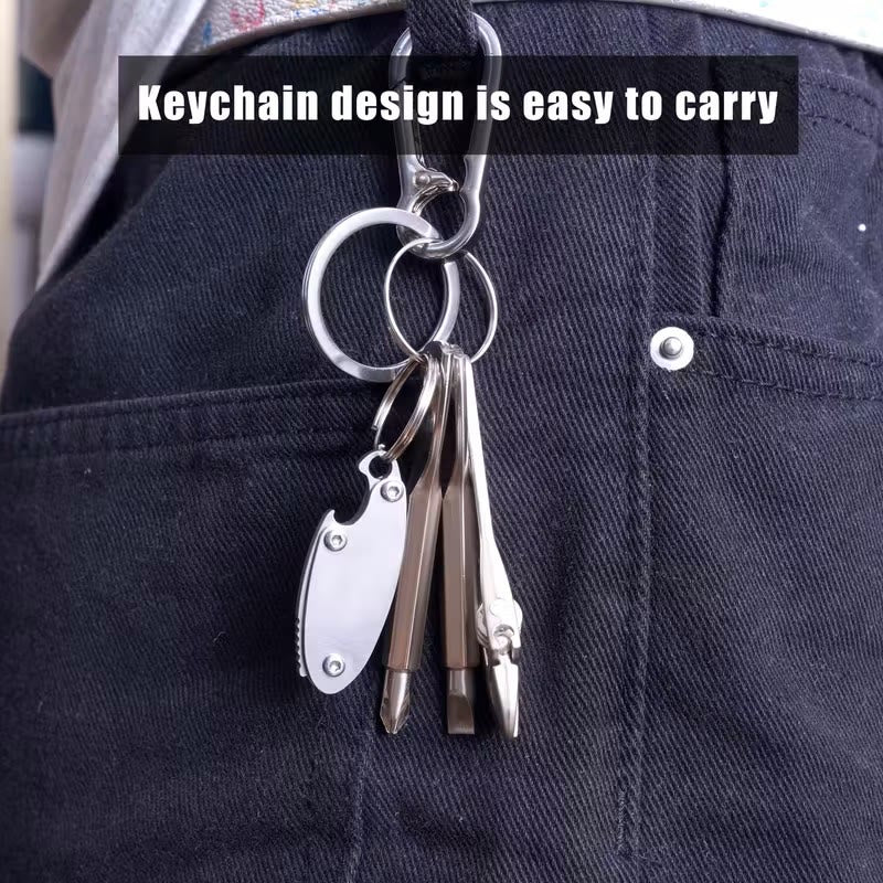 4-In-1 Compact Tool Set Knife Wrench Screwdriver Keychain - Image 3