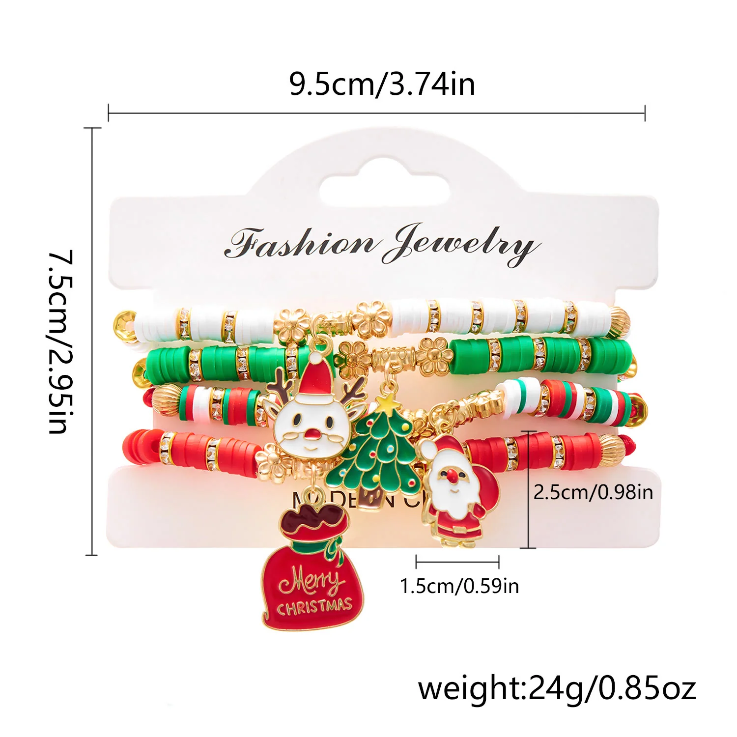 4Pcs Christmas Colored Woven Soft Ceramic Bracelet - Image 14