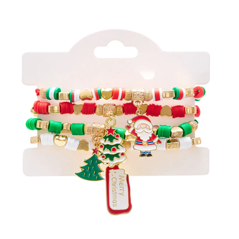 4Pcs Christmas Colored Woven Soft Ceramic Bracelet - Image 4