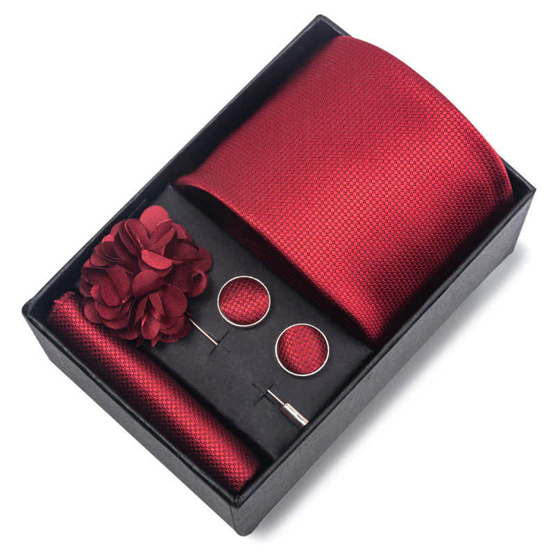 4Pcs Men's Attractive Bright Red Series Necktie Set - Image 6