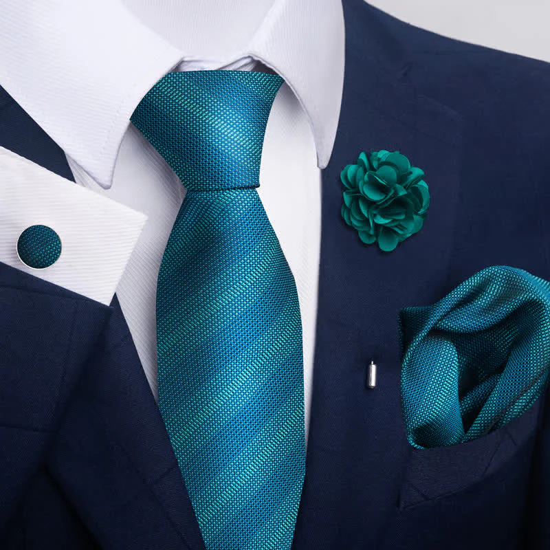 4Pcs Men's Gentle Dark Green Series Necktie Set - Image 11