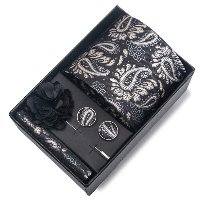 4Pcs Men's Modern Silver Gray Series Necktie Set - Image 12