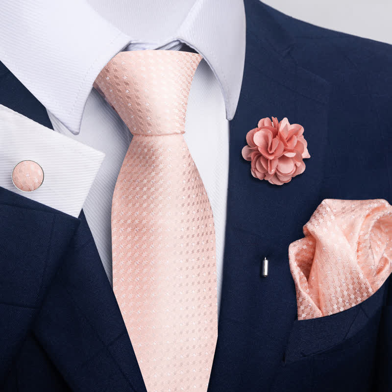 4Pcs Men's Novelty Pocket Square Cufflink Necktie Set - Image 25