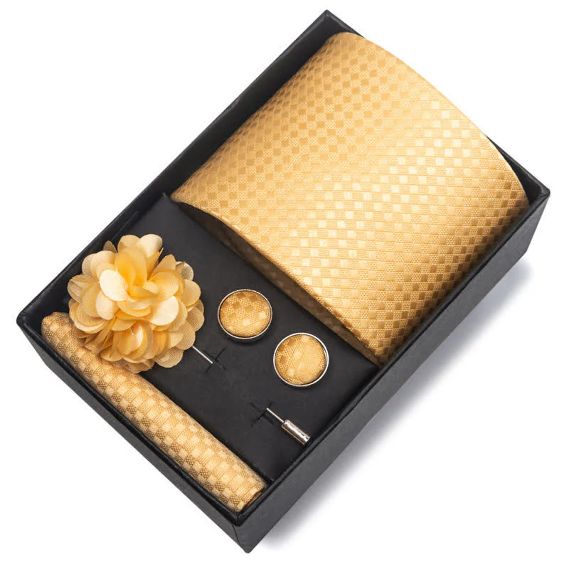 4Pcs Men's Novelty Pocket Square Cufflink Necktie Set - Image 4