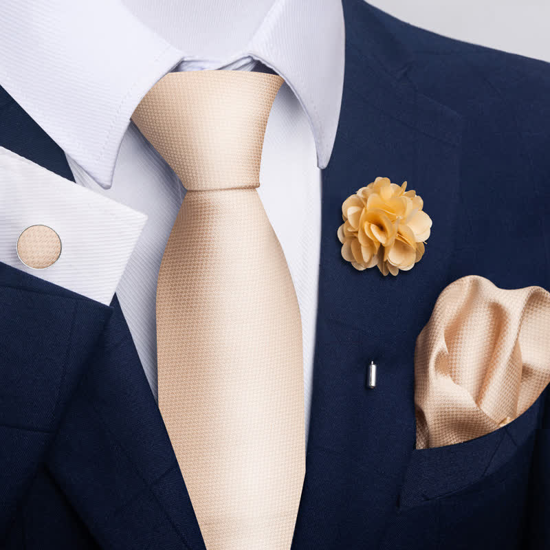 4Pcs Men's Novelty Pocket Square Cufflink Necktie Set - Image 7