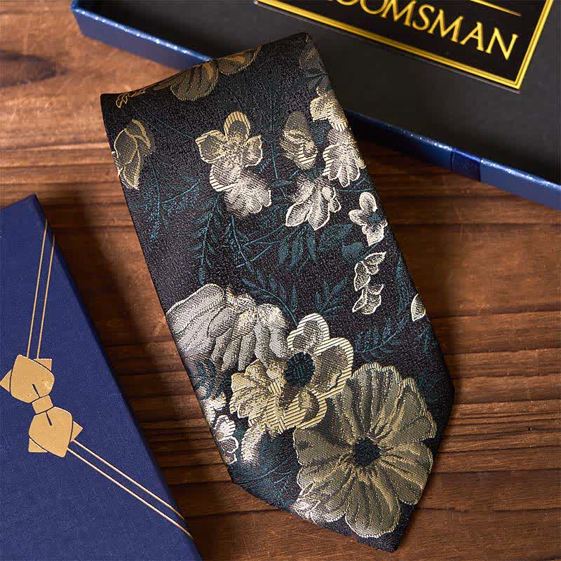 4Pcs Necktie Cuffinks Socks Suit Set Customizable Flask Groomsmen Gift Box - Image 5
