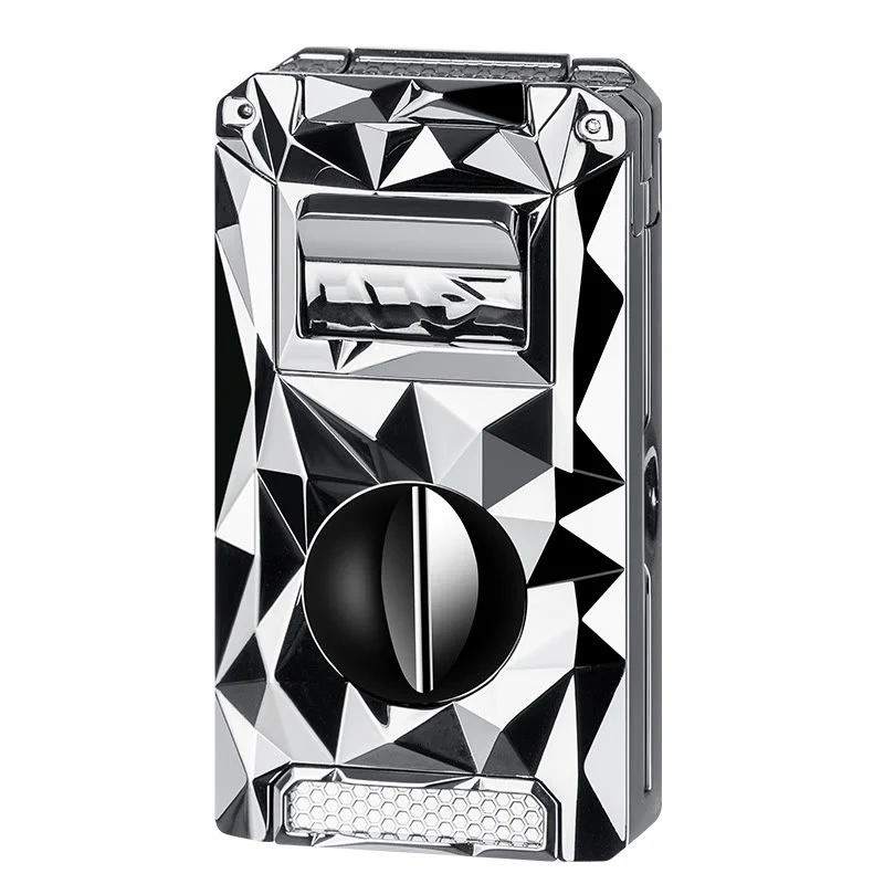 5 in 1 Multifunctional Cigar Cutter Tools Diamond Refillable Butane Lighter - Image 2