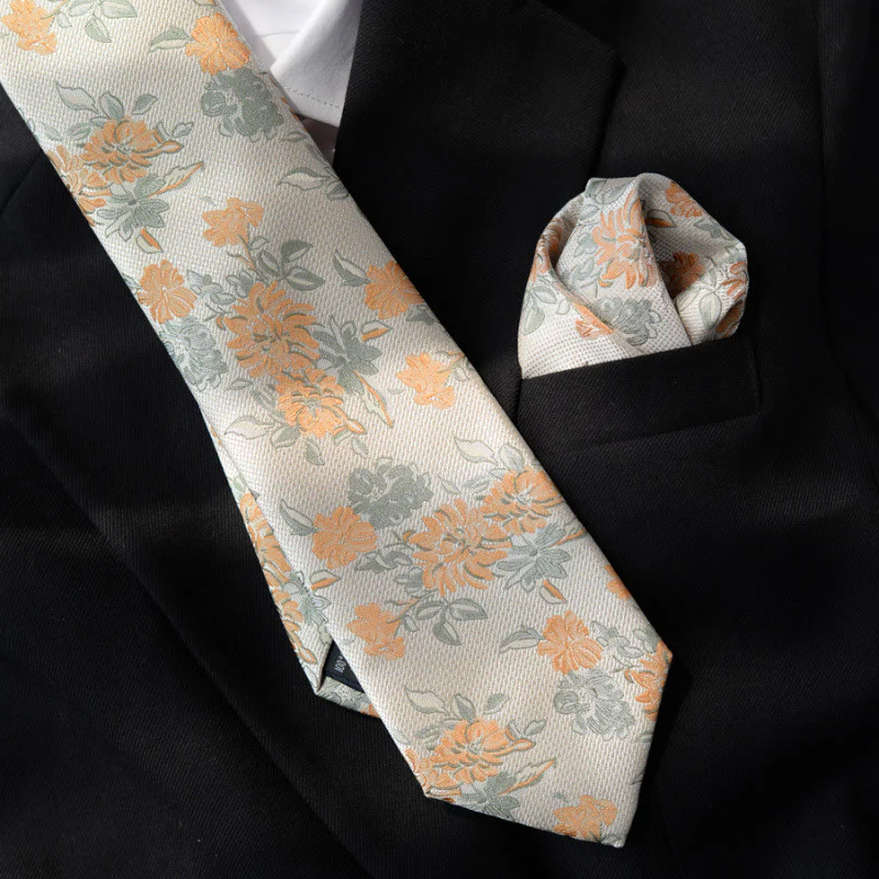 5Pcs Men's Beige Flower Pattern Bow Ties Gift Box - Image 3