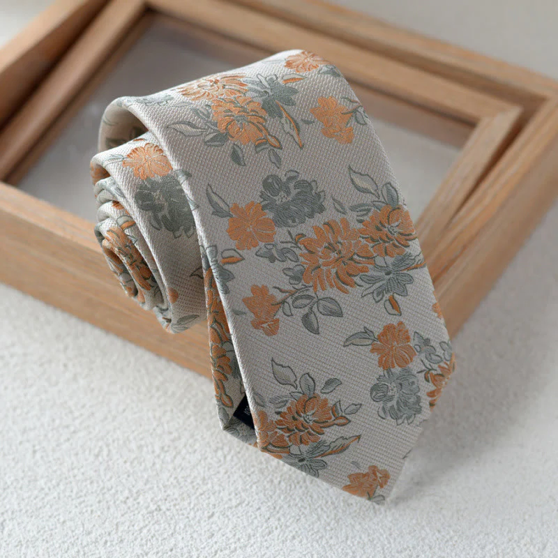 5Pcs Men's Beige Flower Pattern Bow Ties Gift Box - Image 4
