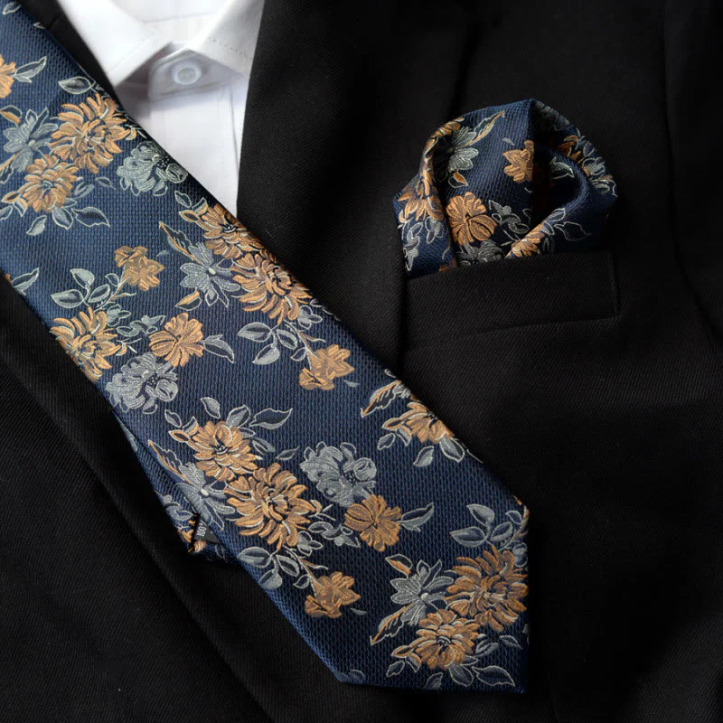 5Pcs Men's Blue Flower Pattern Bow Ties Gift Box - Image 2