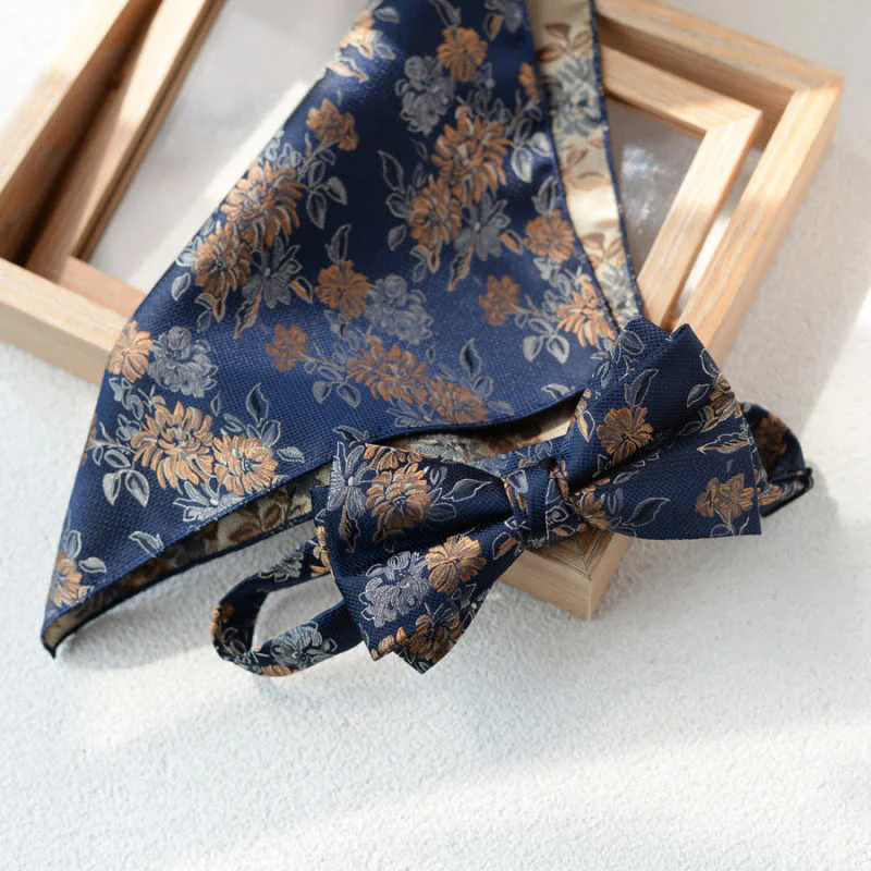 5Pcs Men's Blue Flower Pattern Bow Ties Gift Box - Image 3
