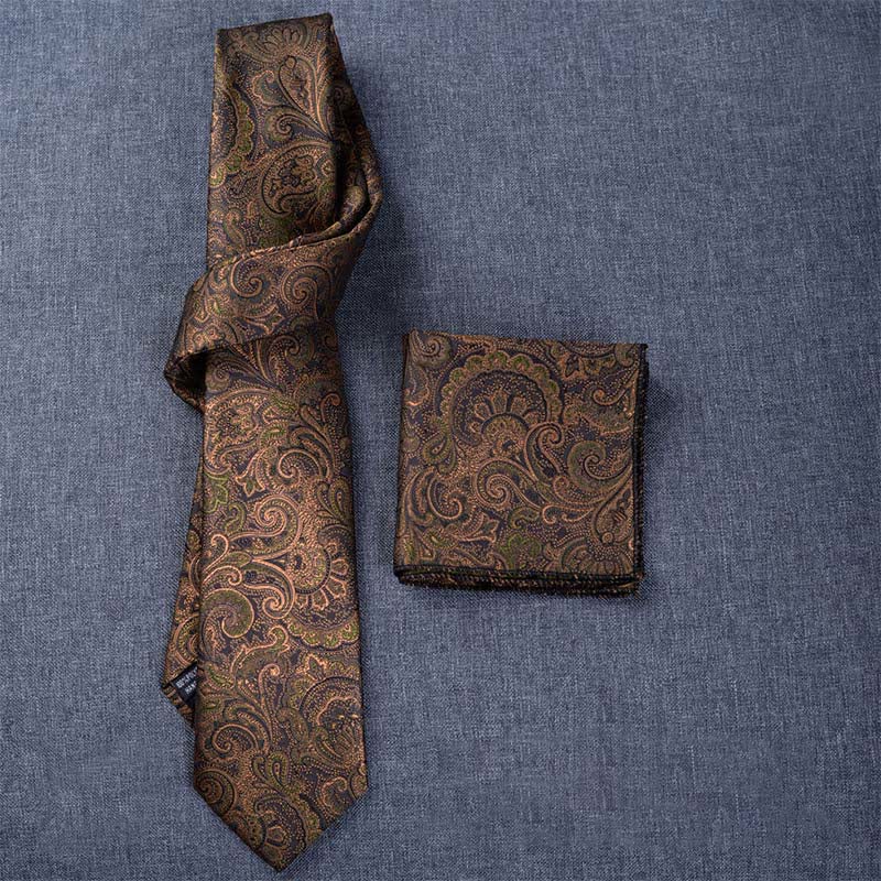 5Pcs Men's Dark Brown & Black Paisley Bow Ties Gift Box - Image 6