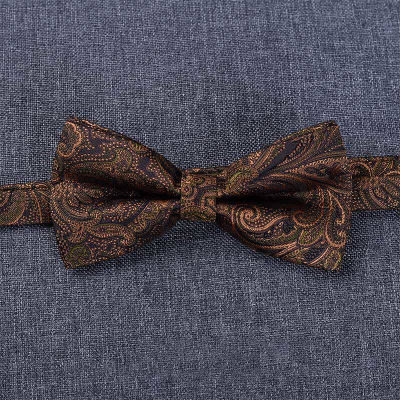 5Pcs Men's Dark Brown & Black Paisley Bow Ties Gift Box - Image 7