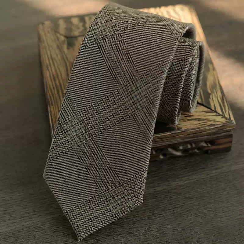 5Pcs Men's Vintage Coffee Brown Plaid Bow Ties Gift Box - Image 6
