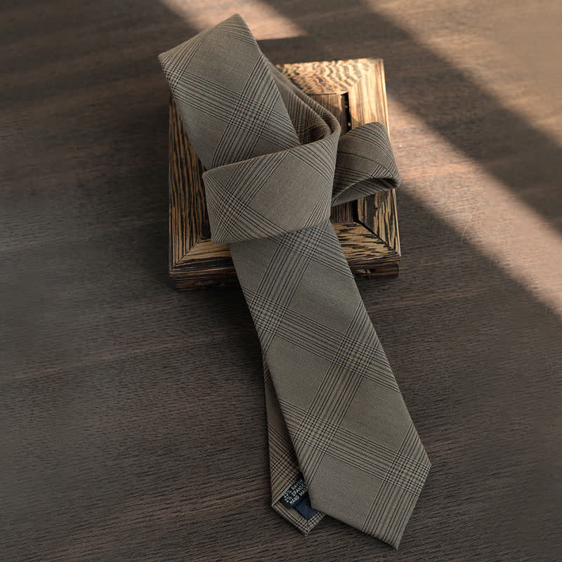 5Pcs Men's Vintage Coffee Brown Plaid Bow Ties Gift Box - Image 7