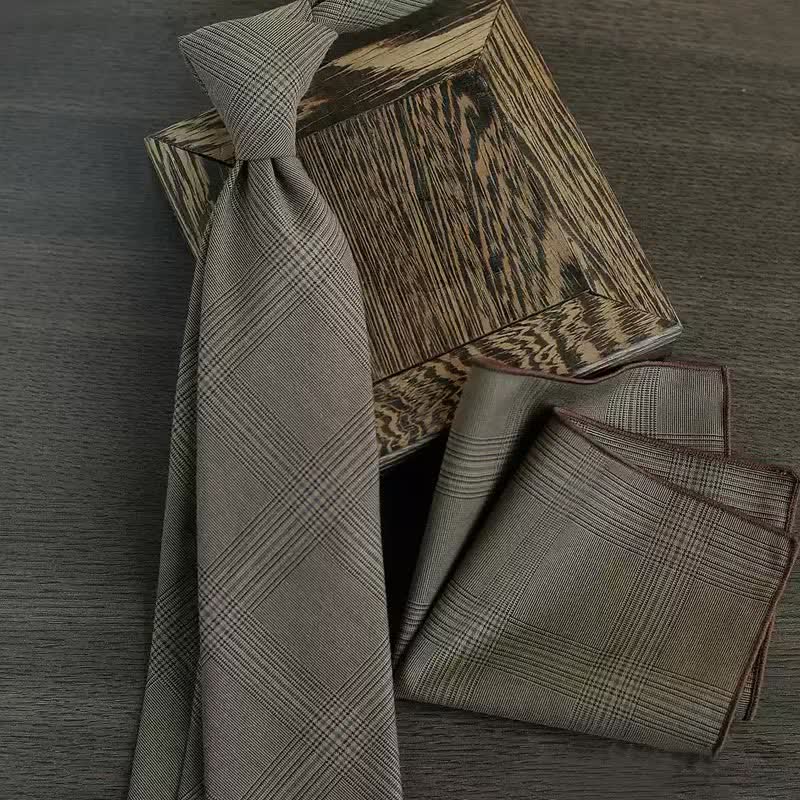 5Pcs Men's Vintage Coffee Brown Plaid Bow Ties Gift Box - Image 8