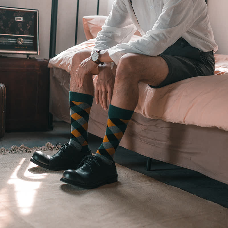 Men's Colorful Funky Argyle Crew Socks - Image 4