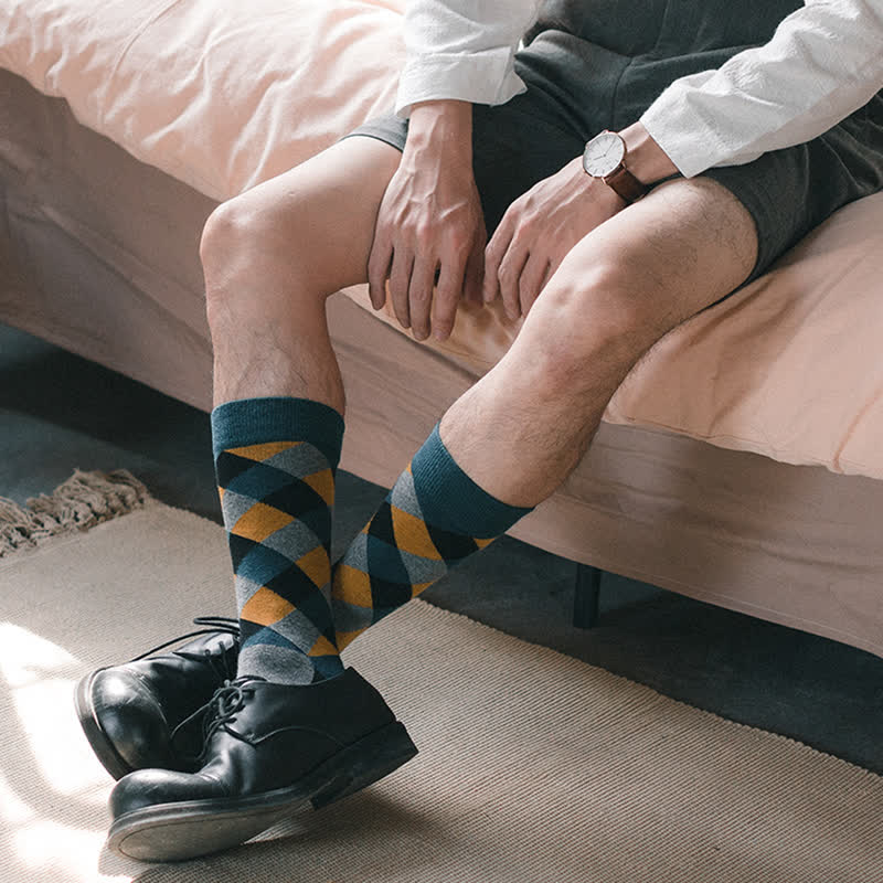 Men's Colorful Funky Argyle Crew Socks - Image 5