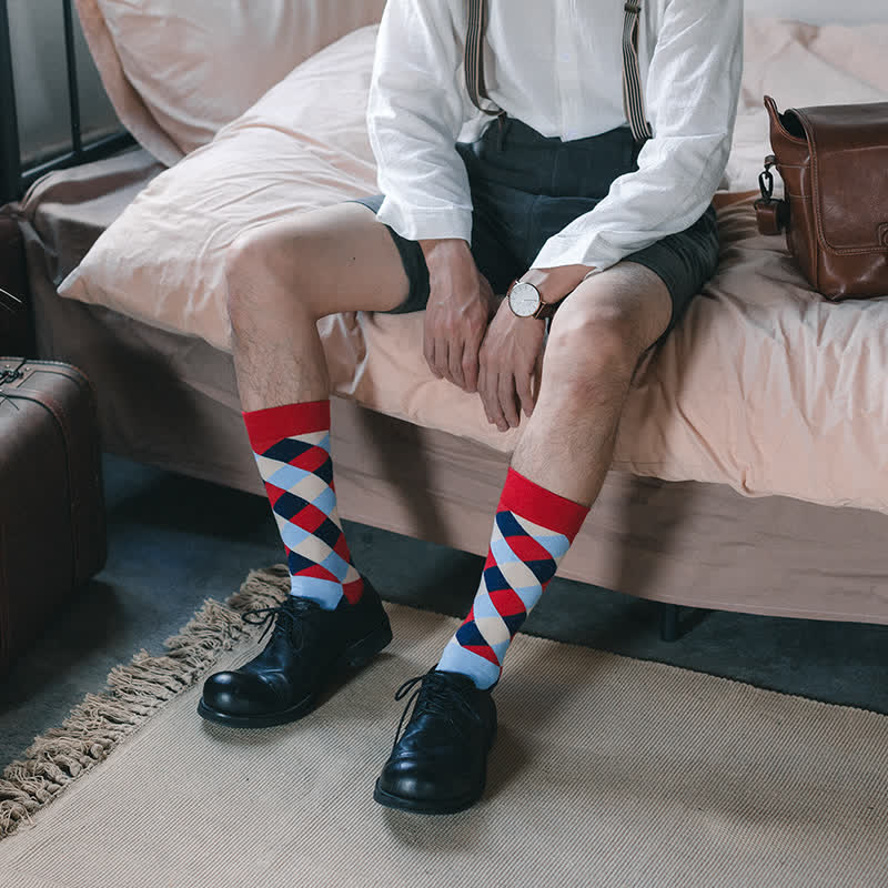 Men's Colorful Funky Argyle Crew Socks - Image 6