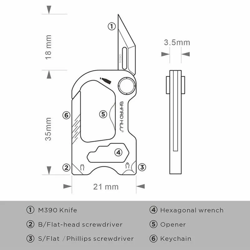 6 In 1 Multifunctional Folding Mini Knife Keychain - Image 4
