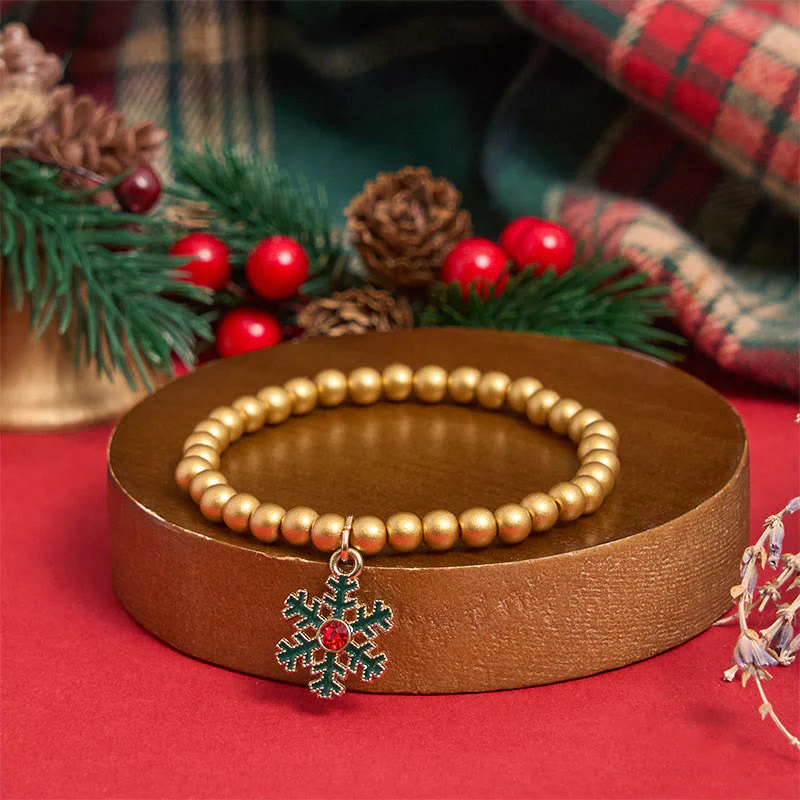 6Pcs Green Christmas Bead Pendant Bracelet Set - Image 10