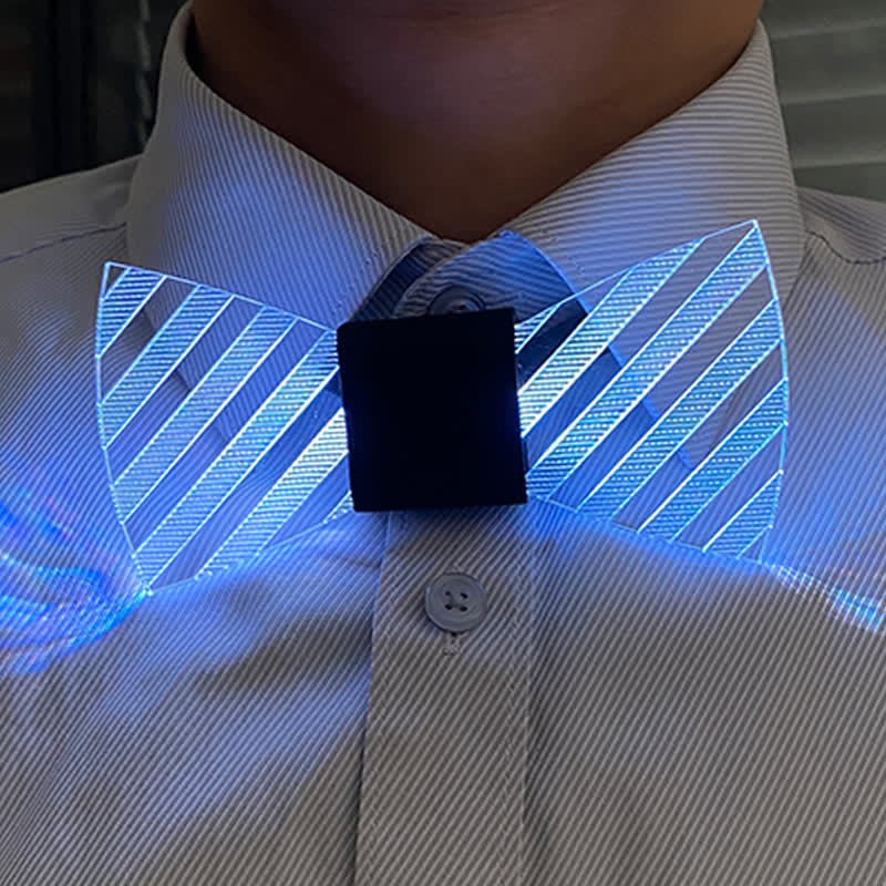 7 Colors Striped Luminous Party Acrylic Bow Tie - Image 2