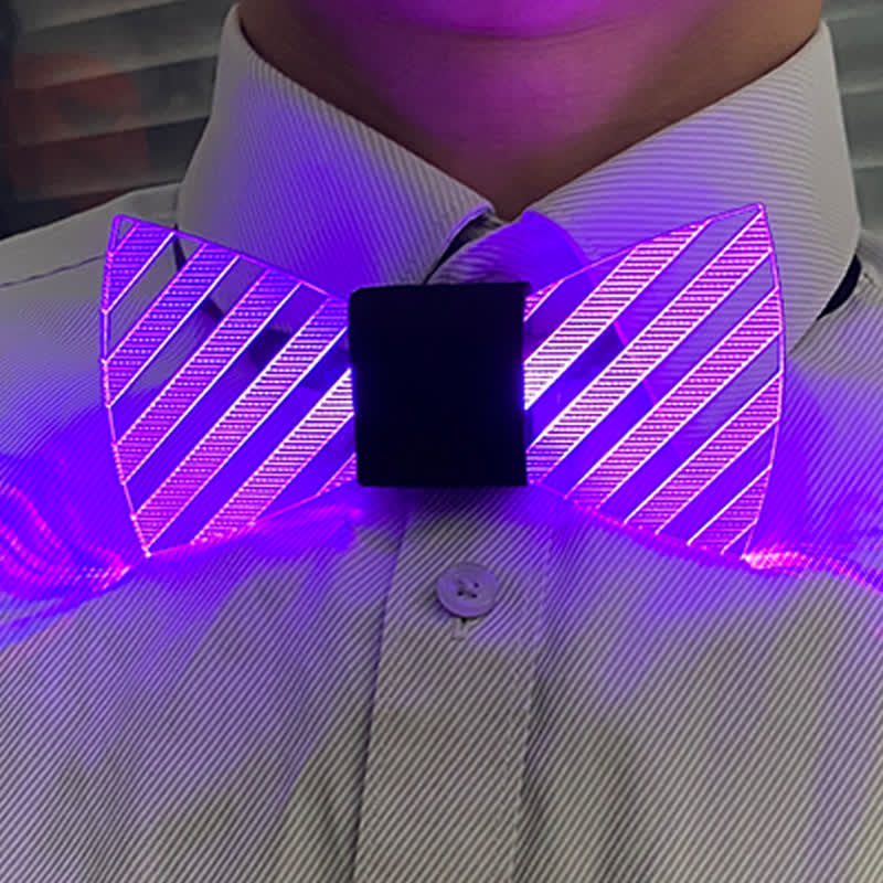 7 Colors Striped Luminous Party Acrylic Bow Tie - Image 3