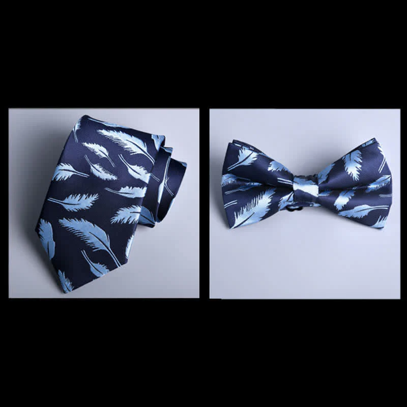 8Pcs Navy Leaves Flower Vogue Necktie Bow Ties Gift Box - Image 2