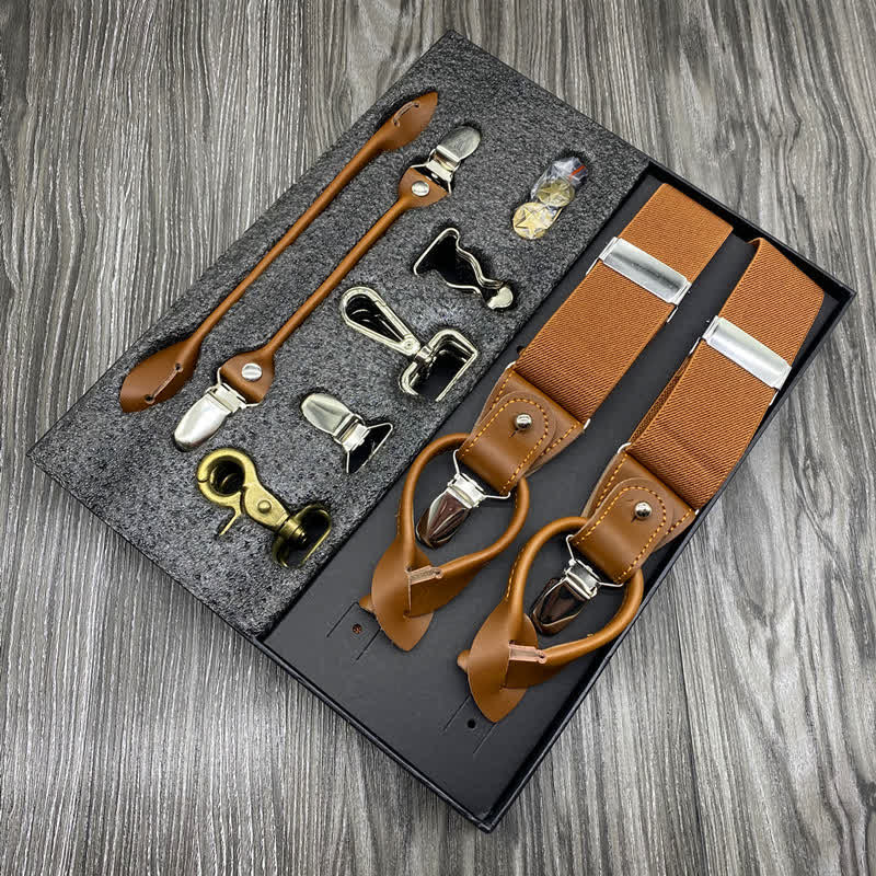8Pcs Solid Color Combinable Buckle Adjustable Suspenders Set - Image 12