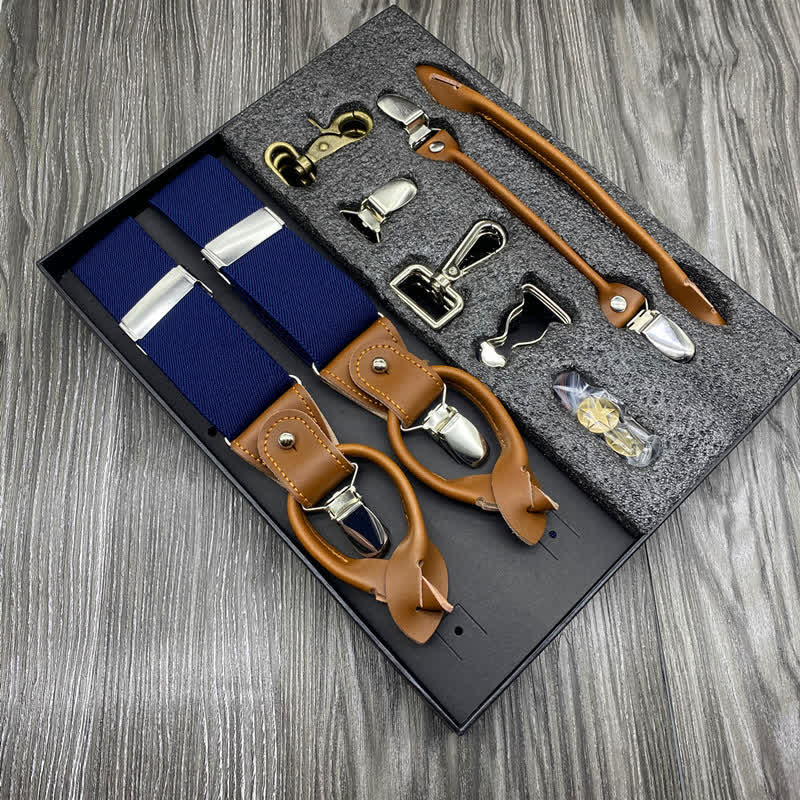 8Pcs Solid Color Combinable Buckle Adjustable Suspenders Set - Image 13