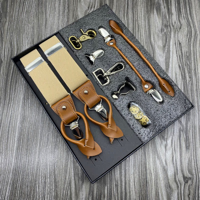 8Pcs Solid Color Combinable Buckle Adjustable Suspenders Set - Image 14