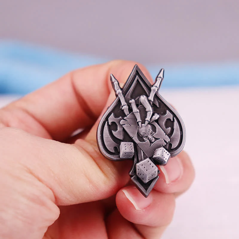 Ace Spades Skull Skeleton Devil Hand Horns Brooch