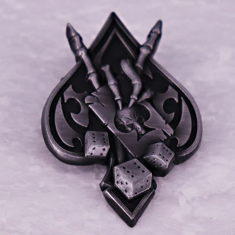 Ace Spades Skull Skeleton Devil Hand Horns Brooch - Image 2