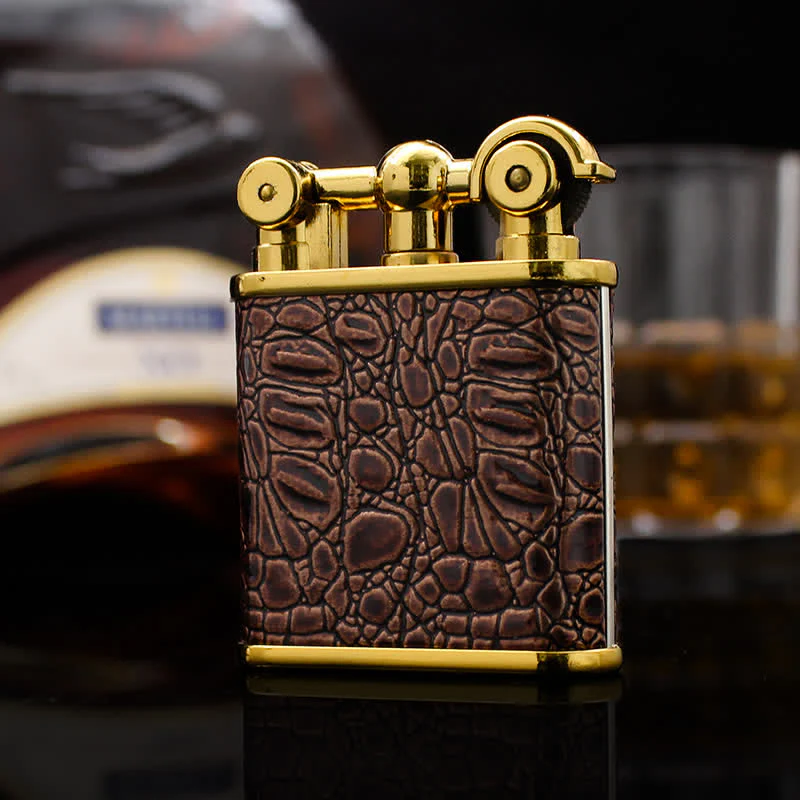 Adjustable Open Flame Faux Leather Refillable Butane Lighter - Image 10