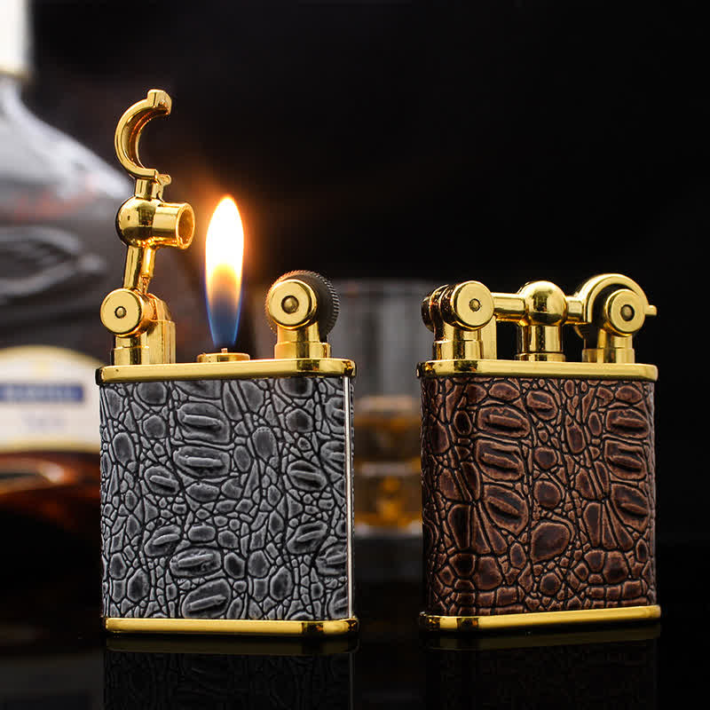Adjustable Open Flame Faux Leather Refillable Butane Lighter - Image 2
