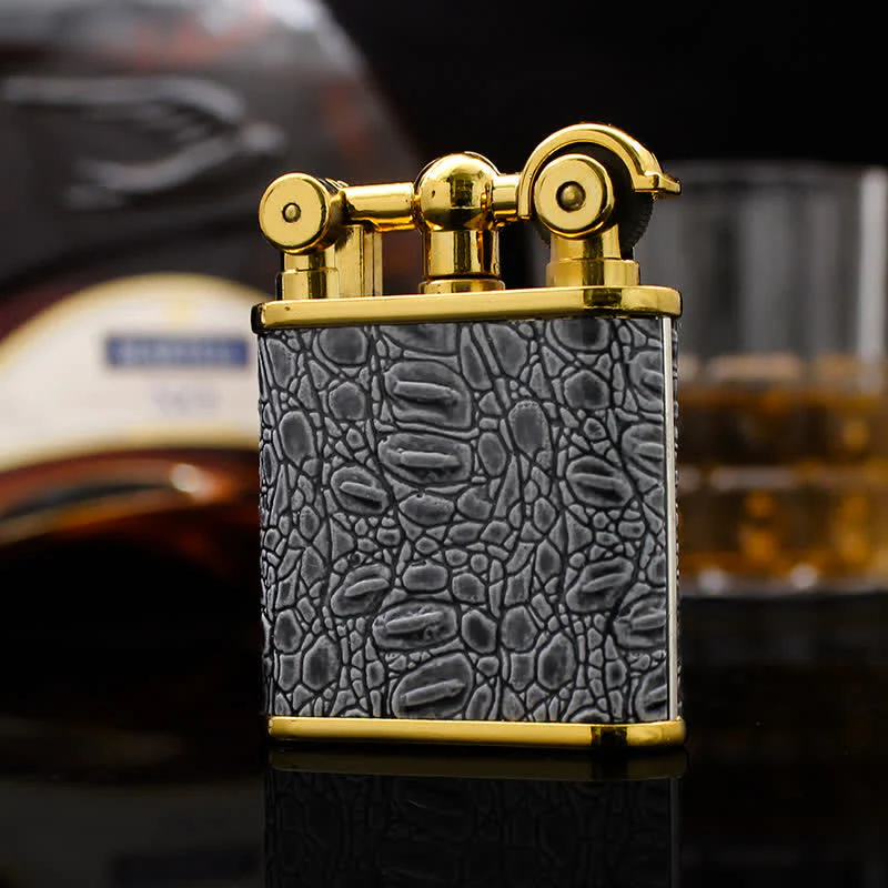 Adjustable Open Flame Faux Leather Refillable Butane Lighter - Image 4